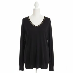 Ellen Tracy Blouse Women's 1X Plus Size Black Rhinestoned Evening Formal Career
